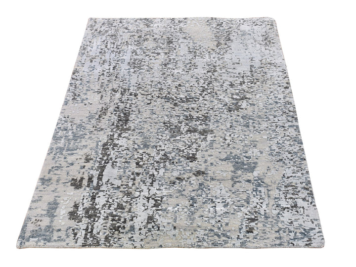 3'0" x 5'0" New Hand Knotted Grey Wool Rectangle Oriental Rug - MOA10266591