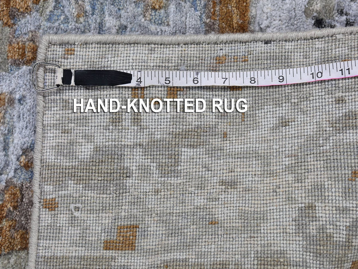 2'10" x 5'1" New Hand Knotted Grey Wool & Silk Rectangle Oriental Rug - MOA10266592