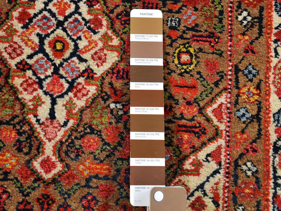 3'6" x 17'4" Vintage Hand Knotted Brown Wool Runner Oriental Rug - MOA10266593