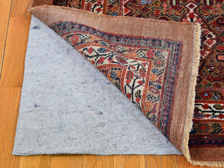 3'6" x 17'4" Vintage Hand Knotted Brown Wool Runner Oriental Rug - MOA10266593