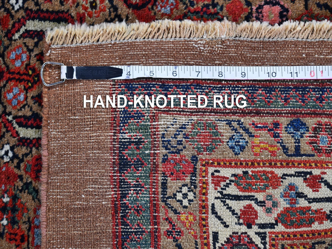 3'6" x 17'4" Vintage Hand Knotted Brown Wool Runner Oriental Rug - MOA10266593