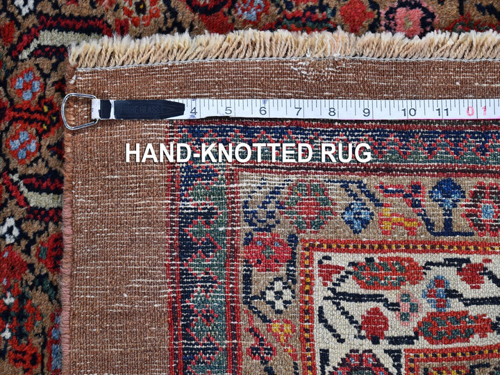 3'6" x 17'4" Vintage Hand Knotted Brown Wool Runner Oriental Rug - MOA10266593