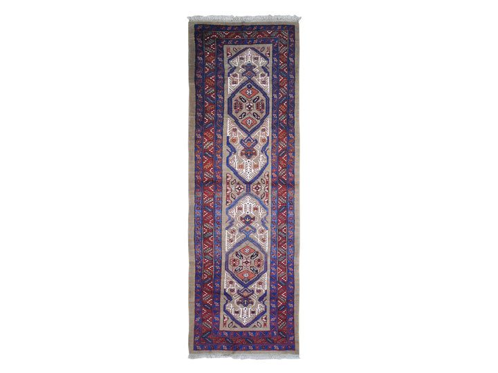 4'1" x 12'8" Vintage Hand Knotted Brown Wool Runner Oriental Rug - MOA10266597