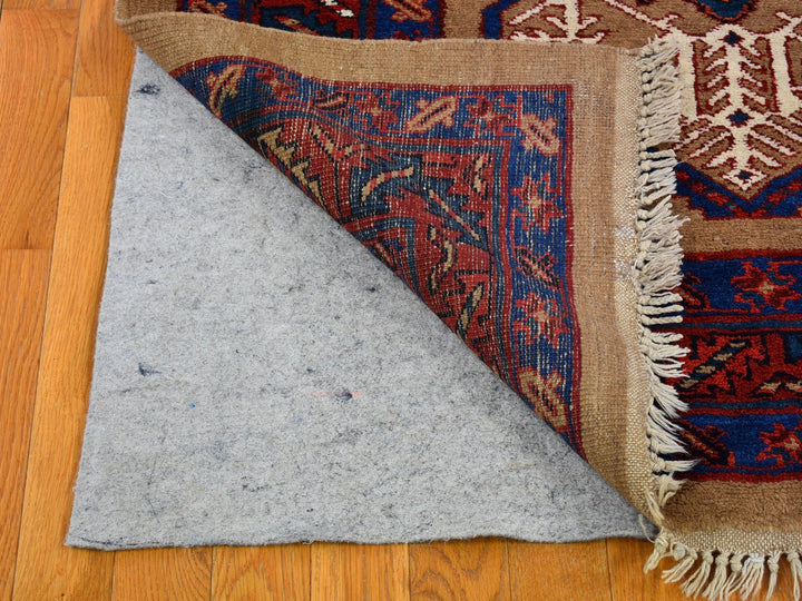 4'1" x 12'8" Vintage Hand Knotted Brown Wool Runner Oriental Rug - MOA10266597