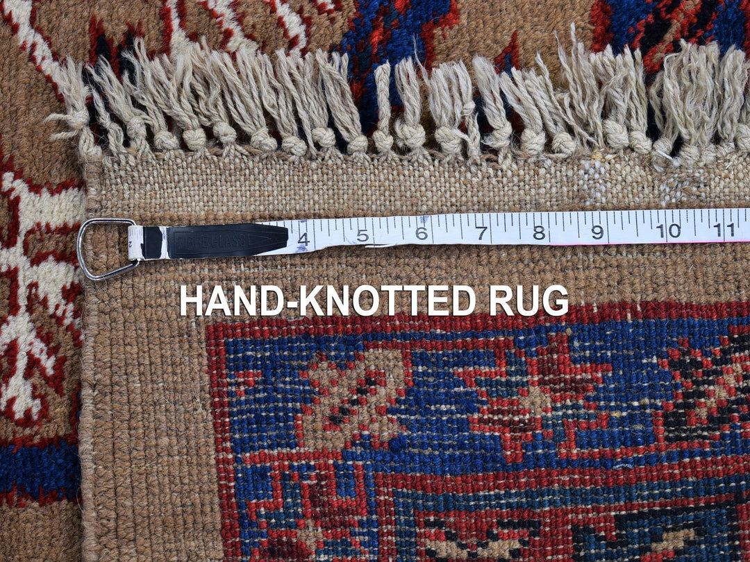 4'1" x 12'8" Vintage Hand Knotted Brown Wool Runner Oriental Rug - MOA10266597