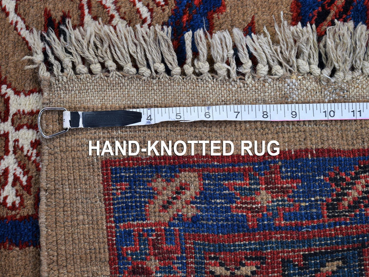4'1" x 12'8" Vintage Hand Knotted Brown Wool Runner Oriental Rug - MOA10266597