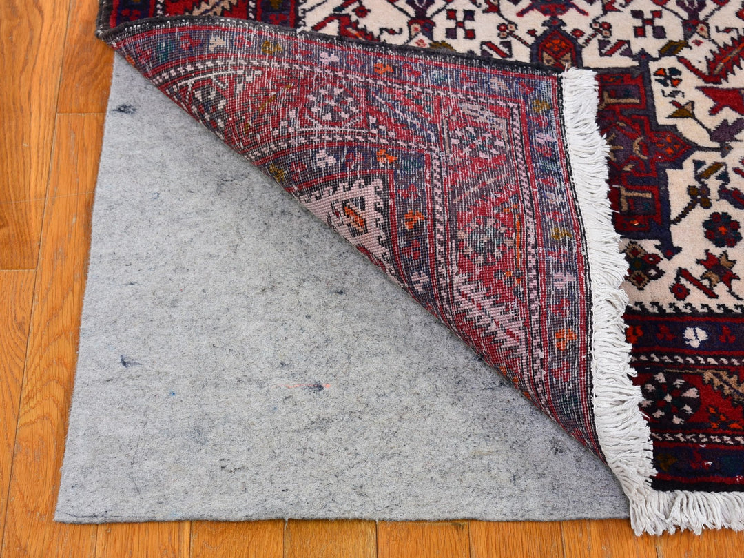 3'4" x 13'8" Vintage Hand Knotted Ivory Wool Runner Oriental Rug - MOA10266602