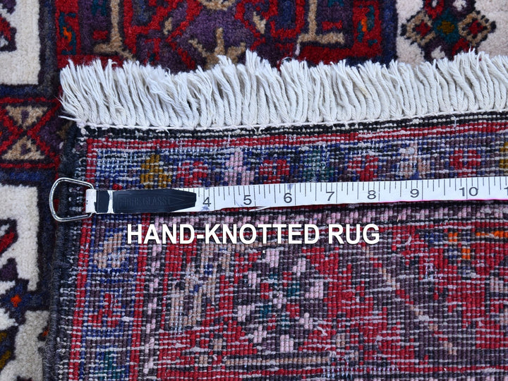 3'4" x 13'8" Vintage Hand Knotted Ivory Wool Runner Oriental Rug - MOA10266602