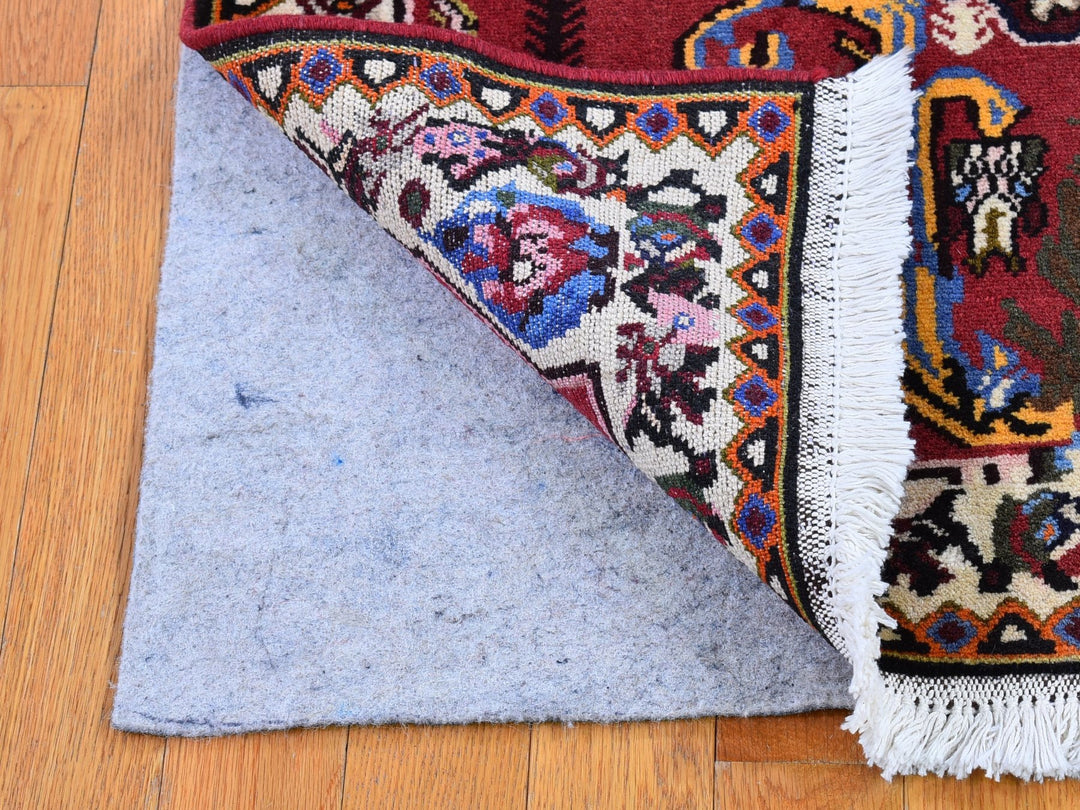 3'7" x 5'0" Vintage Hand Knotted Red Wool Rectangle Oriental Rug - MOA10266628