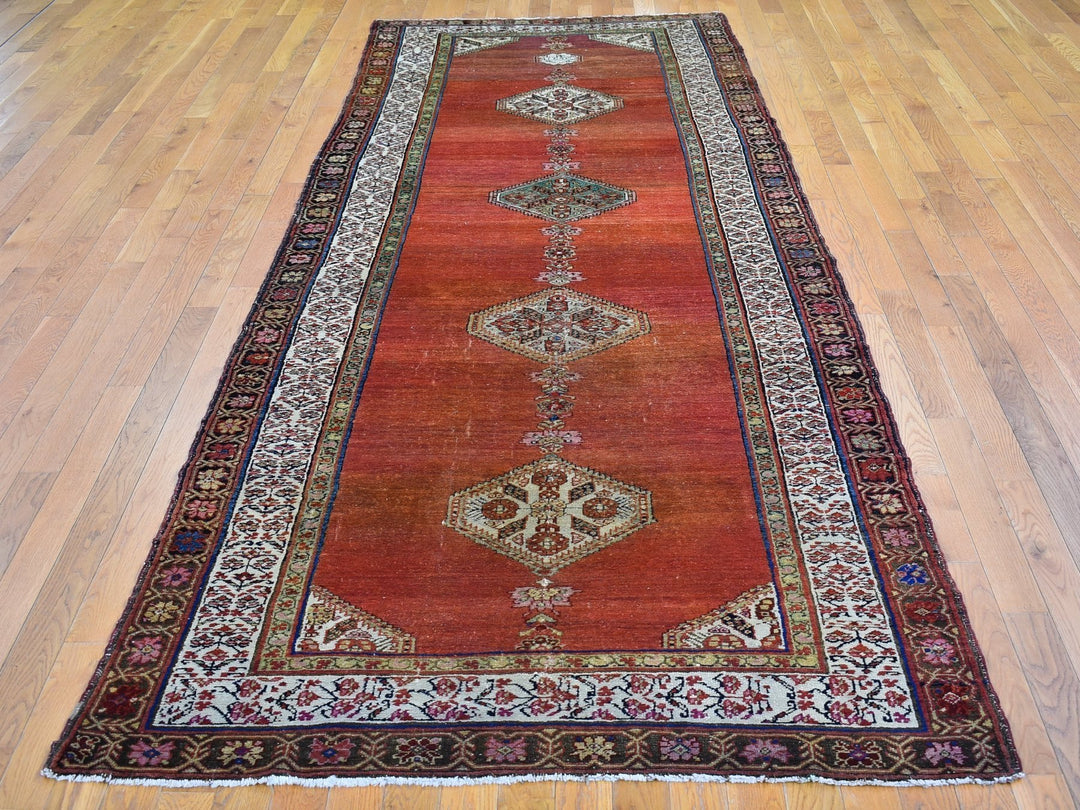 4'8" x 12'0" Vintage Hand Knotted Red Wool Runner Oriental Rug - MOA10266657