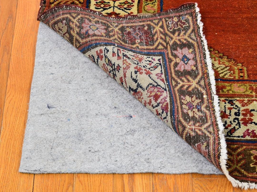 4'8" x 12'0" Vintage Hand Knotted Red Wool Runner Oriental Rug - MOA10266657