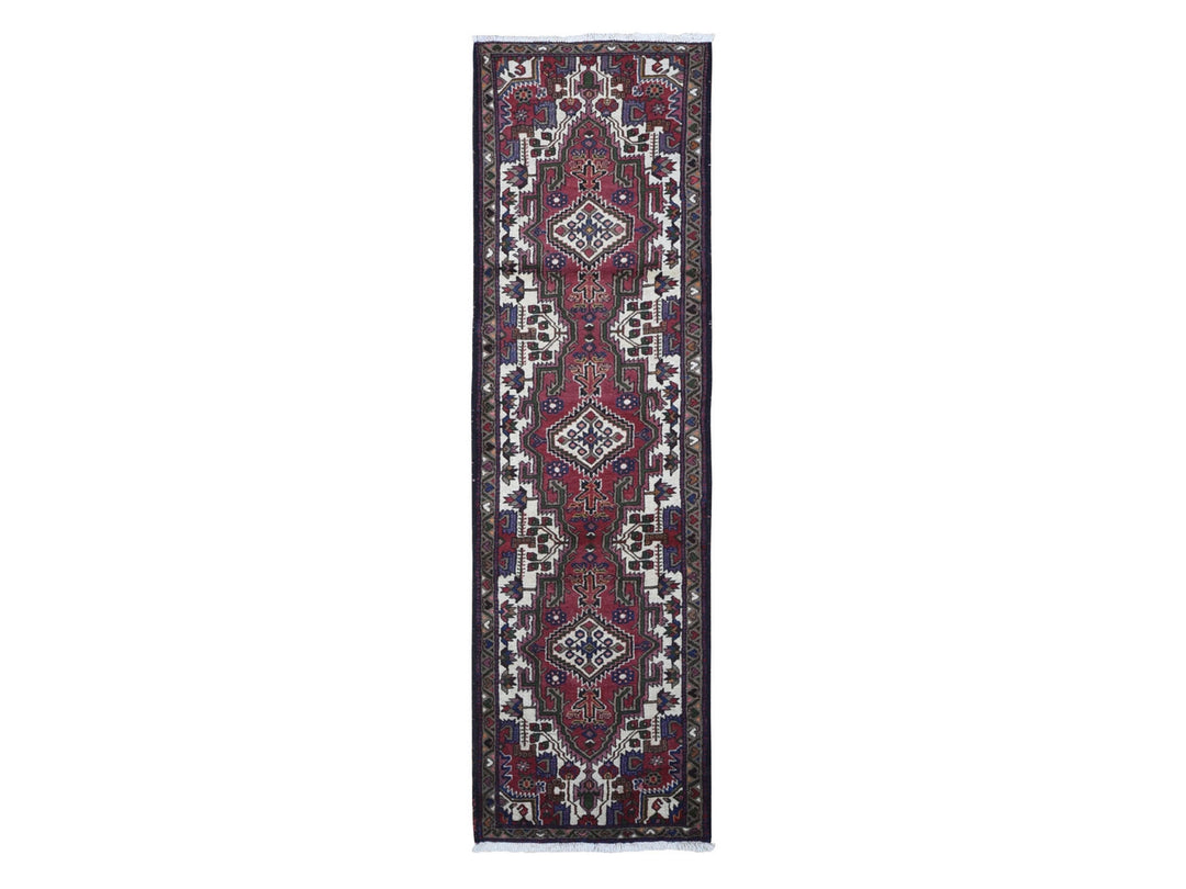 2'8" x 9'3" Vintage Hand Knotted Red Wool Rectangle Oriental Rug - MOA10266677