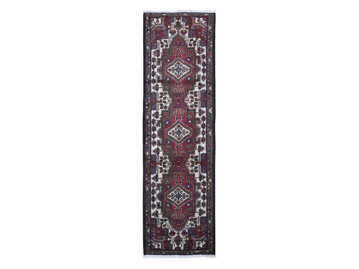 2'8" x 9'3" Vintage Hand Knotted Red Wool Rectangle Oriental Rug - MOA10266677