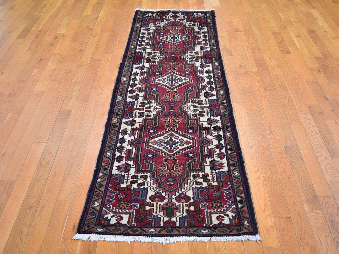 2'8" x 9'3" Vintage Hand Knotted Red Wool Rectangle Oriental Rug - MOA10266677