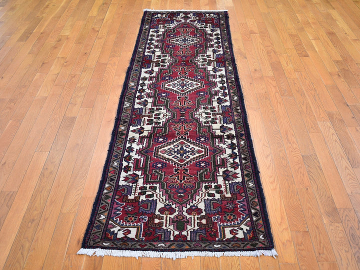 2'8" x 9'3" Vintage Hand Knotted Red Wool Rectangle Oriental Rug - MOA10266677