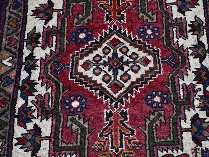 2'8" x 9'3" Vintage Hand Knotted Red Wool Rectangle Oriental Rug - MOA10266677