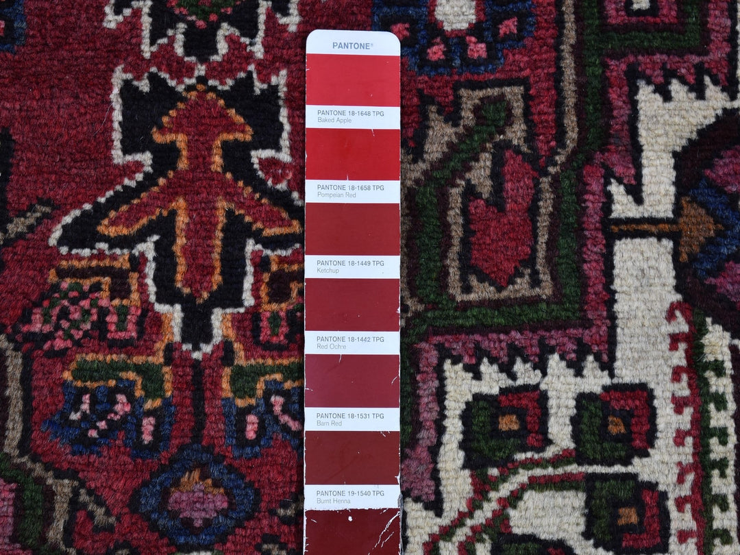 2'8" x 9'3" Vintage Hand Knotted Red Wool Rectangle Oriental Rug - MOA10266677