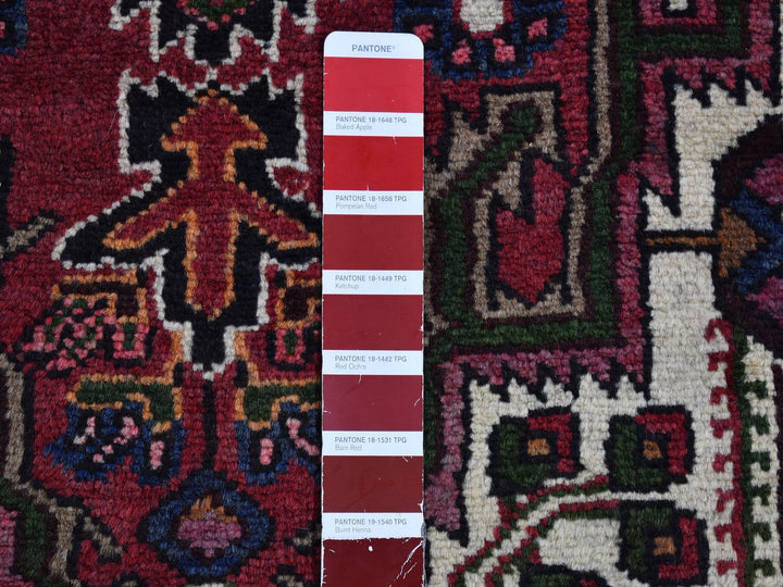 2'8" x 9'3" Vintage Hand Knotted Red Wool Rectangle Oriental Rug - MOA10266677