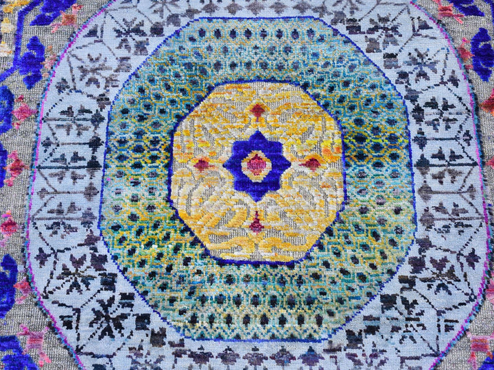 2'7" x 12'0" New Hand Knotted Yellow Wool & Silk Runner Oriental Rug - MOA10266696