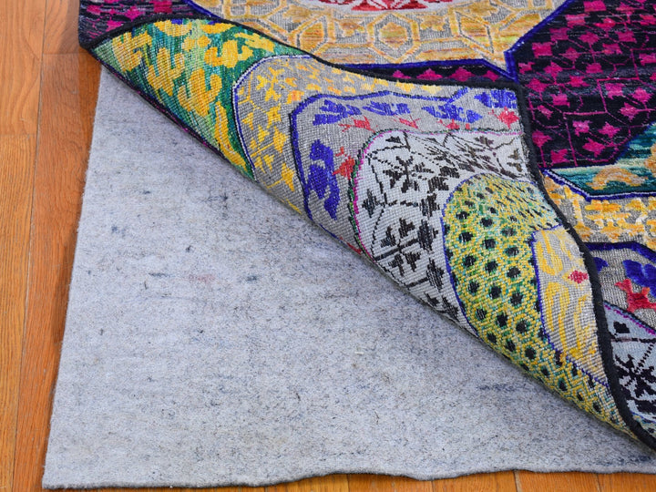2'7" x 12'0" New Hand Knotted Yellow Wool & Silk Runner Oriental Rug - MOA10266696