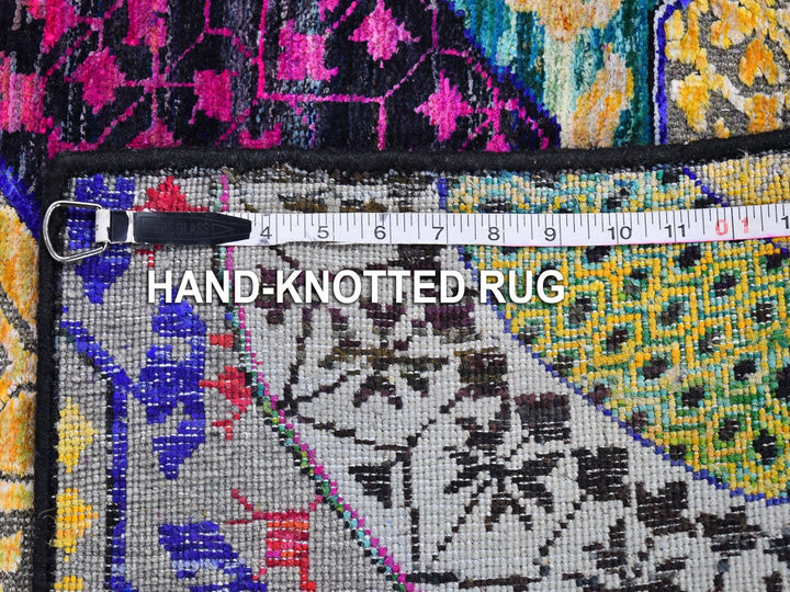 2'7" x 12'0" New Hand Knotted Yellow Wool & Silk Runner Oriental Rug - MOA10266696