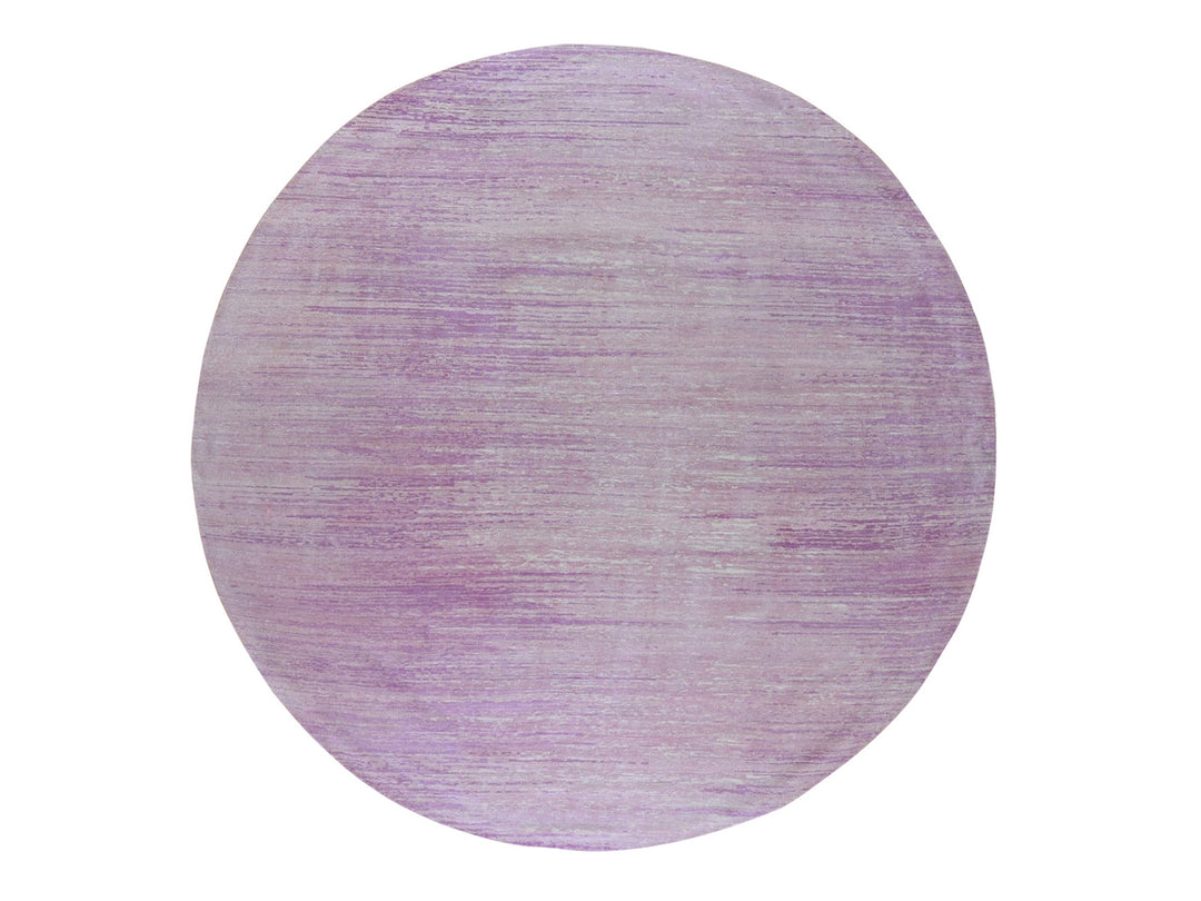 9'0" x 9'0" New Hand Knotted Pink Wool Round Oriental Rug - MOA10266702