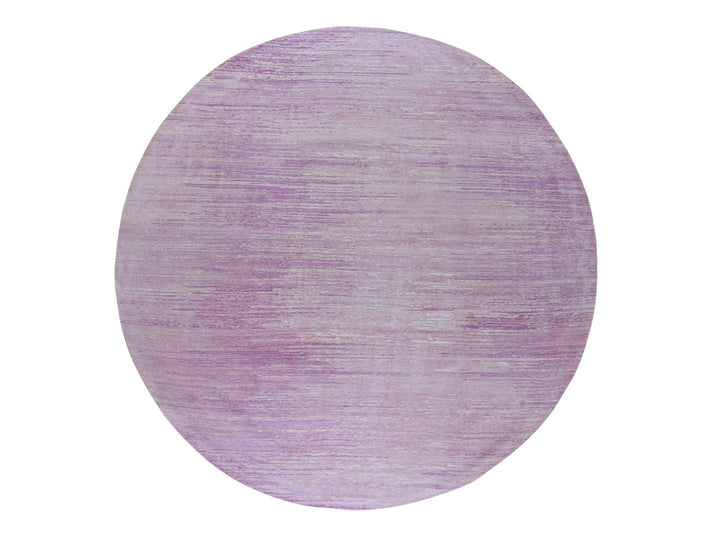 9'0" x 9'0" New Hand Knotted Pink Wool Round Oriental Rug - MOA10266702
