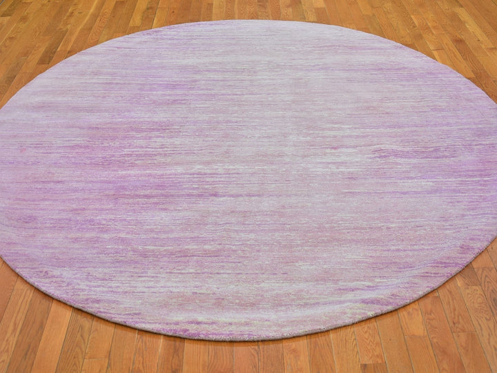 9'0" x 9'0" New Hand Knotted Pink Wool Round Oriental Rug - MOA10266702