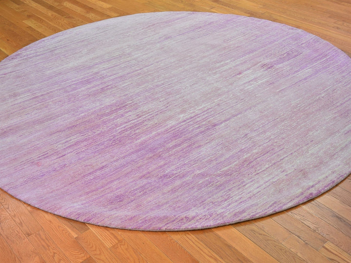 9'0" x 9'0" New Hand Knotted Pink Wool Round Oriental Rug - MOA10266702