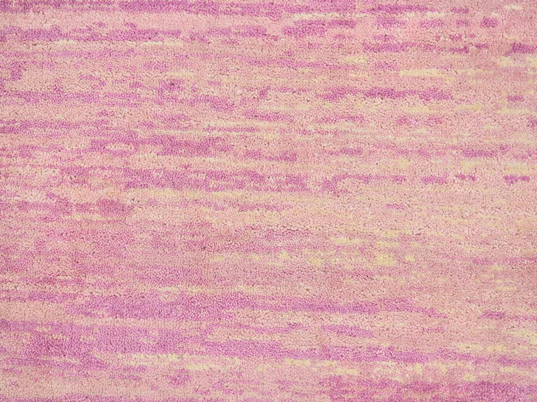 9'0" x 9'0" New Hand Knotted Pink Wool Round Oriental Rug - MOA10266702