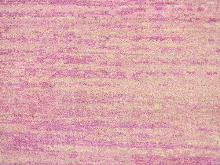 9'0" x 9'0" New Hand Knotted Pink Wool Round Oriental Rug - MOA10266702