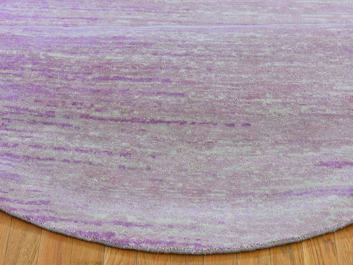 9'0" x 9'0" New Hand Knotted Pink Wool Round Oriental Rug - MOA10266702
