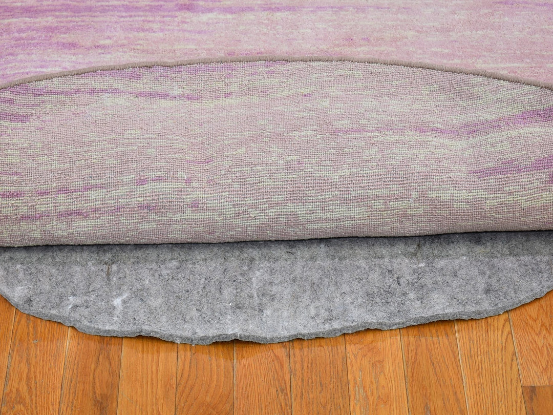 9'0" x 9'0" New Hand Knotted Pink Wool Round Oriental Rug - MOA10266702