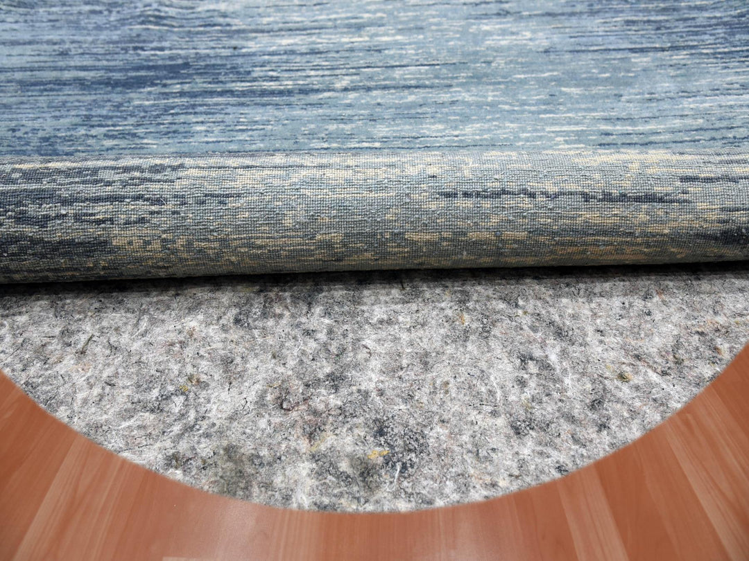 9'0" x 9'0" New Hand Knotted Blue Wool Round Oriental Rug - MOA10266703