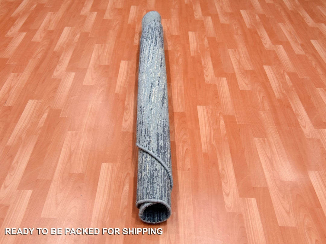 9'0" x 9'0" New Hand Knotted Blue Wool Round Oriental Rug - MOA10266703