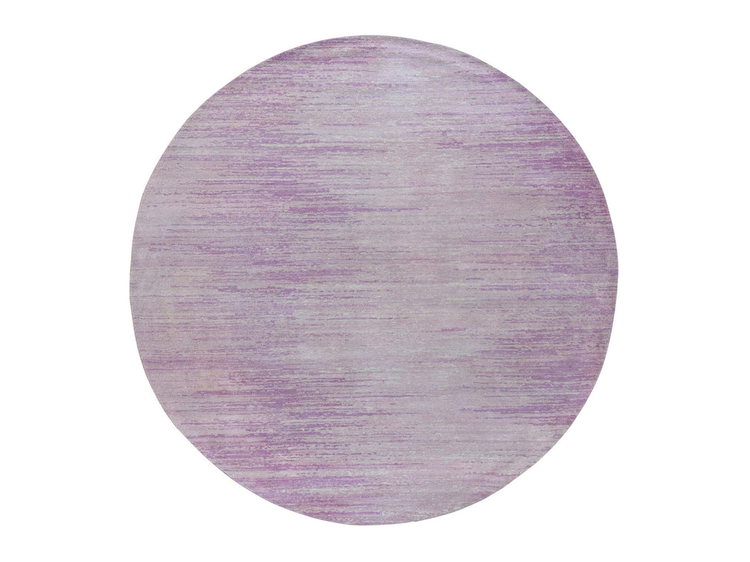 7'0" x 7'0" New Hand Knotted Pink Wool Round Oriental Rug - MOA10266705