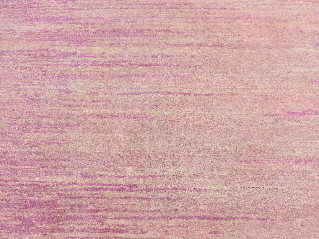 7'0" x 7'0" New Hand Knotted Pink Wool Round Oriental Rug - MOA10266705