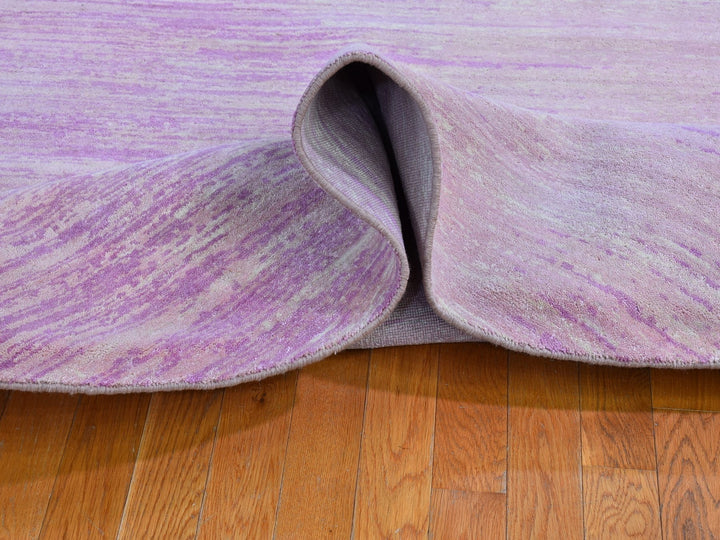 7'0" x 7'0" New Hand Knotted Pink Wool Round Oriental Rug - MOA10266705