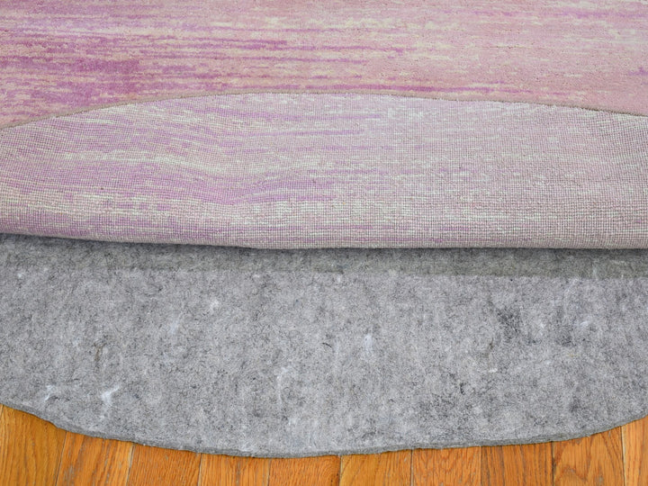 7'0" x 7'0" New Hand Knotted Pink Wool Round Oriental Rug - MOA10266705