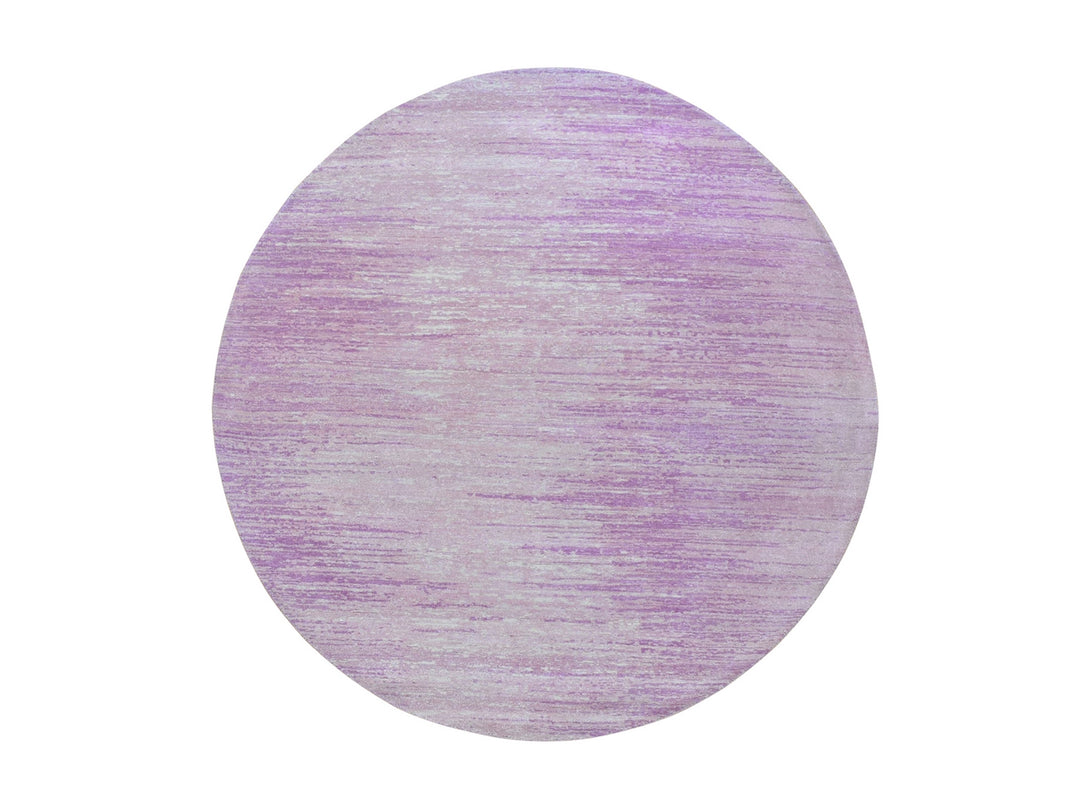 6'2" x 6'2" New Hand Knotted Pink Wool Round Oriental Rug - MOA10266706