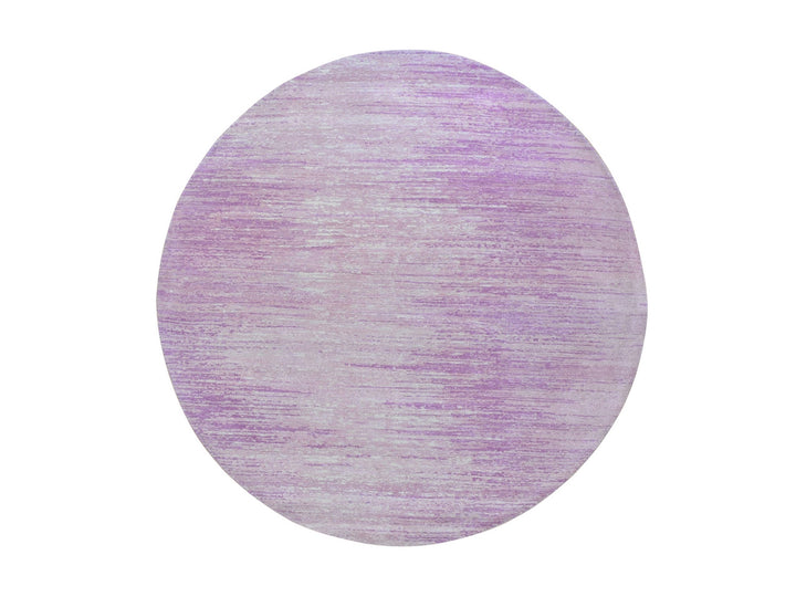 6'2" x 6'2" New Hand Knotted Pink Wool Round Oriental Rug - MOA10266706
