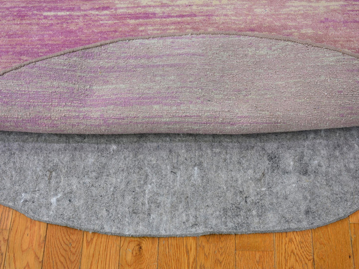 6'2" x 6'2" New Hand Knotted Pink Wool Round Oriental Rug - MOA10266706