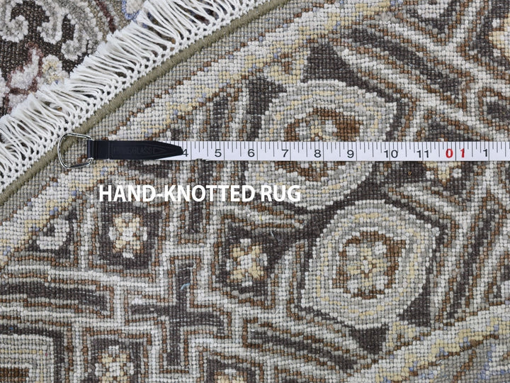 5'1" x 5'1" New Hand Knotted Brown Wool & Silk Round Oriental Rug - MOA10266718