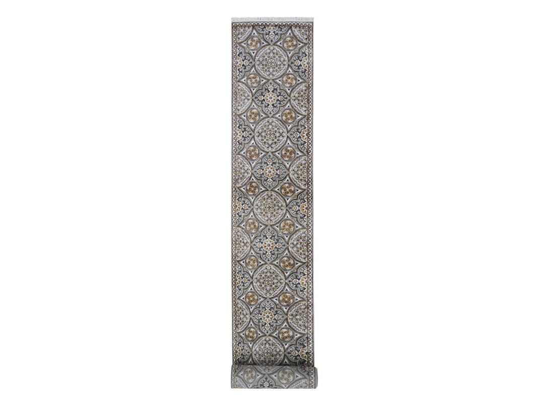 2'6" x 22'2" New Hand Knotted Brown Wool & Silk Rectangle Oriental Rug - MOA10266720