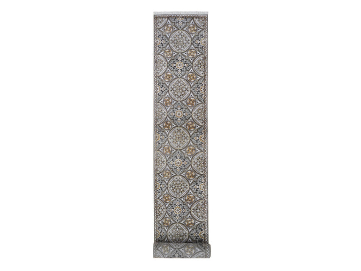 2'6" x 22'2" New Hand Knotted Brown Wool & Silk Rectangle Oriental Rug - MOA10266720