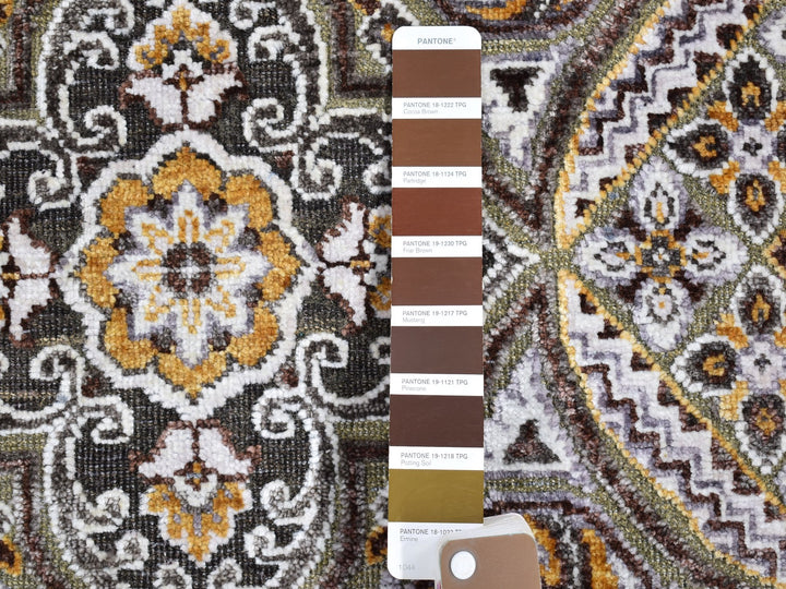 2'6" x 24'1" New Hand Knotted Brown Wool & Silk Runner Oriental Rug - MOA10266721