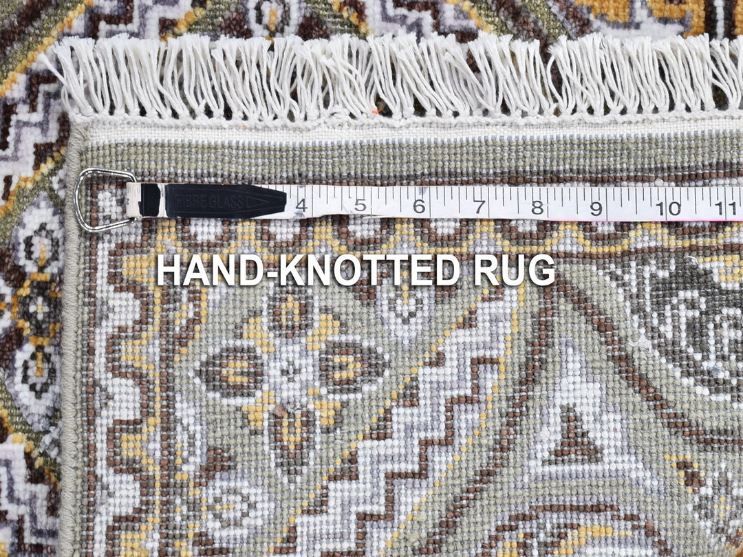 2'6" x 24'1" New Hand Knotted Brown Wool & Silk Runner Oriental Rug - MOA10266721