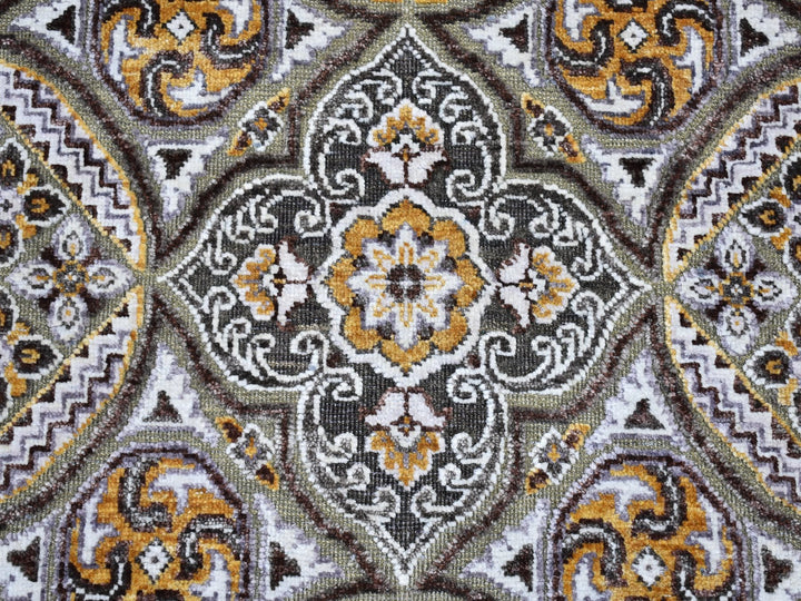 2'6" x 22'5" New Hand Knotted Brown Wool & Silk Runner Oriental Rug - MOA10266722