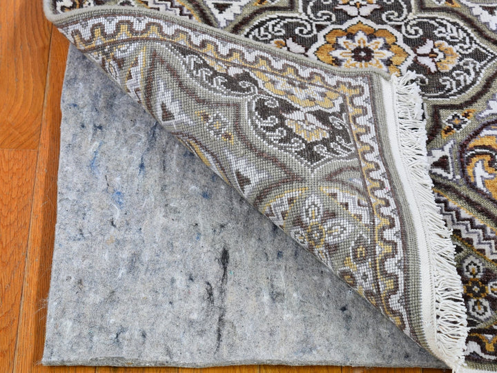 2'6" x 16'3" New Hand Knotted Brown Wool & Silk Runner Oriental Rug - MOA10266723