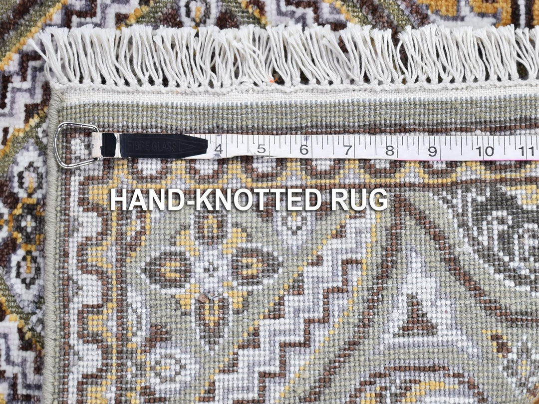 2'6" x 16'3" New Hand Knotted Brown Wool & Silk Runner Oriental Rug - MOA10266723